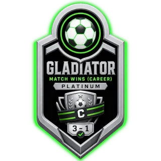 Gladiator badge — Career Wins, platinum tier