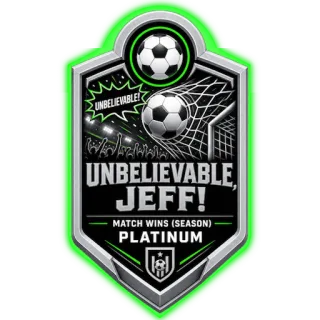 Unbelievable, Jeff badge — Wins, platinum tier